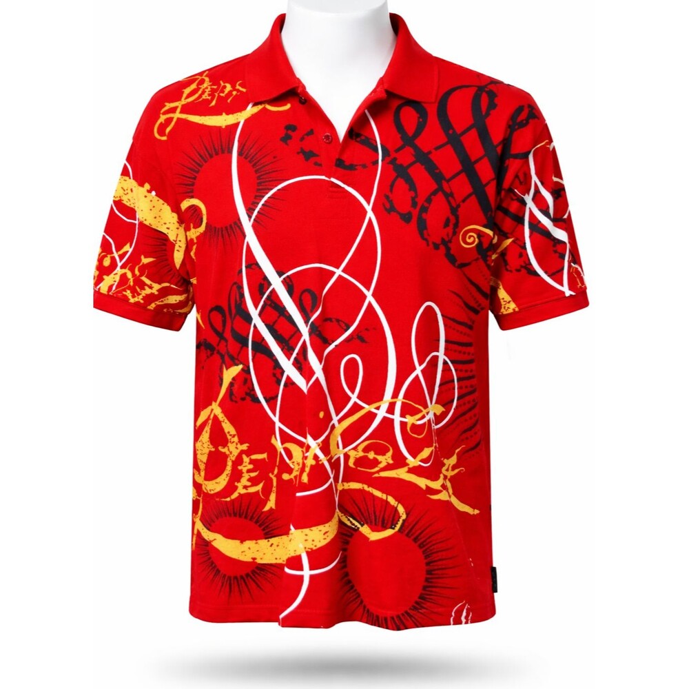 Unique Pepsi Cola Polo Shirt Men’s Large Red Black Yellow White Graphic Script